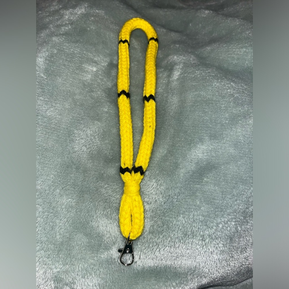 Homemade wristlet yarn crochet key holder